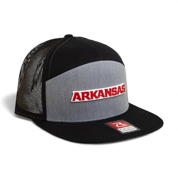 Arkansas Razorbacks ARKANSAS Red 3D Snapback Seven-Panel Trucker Hat- Heather GR - Picture 1 of 3